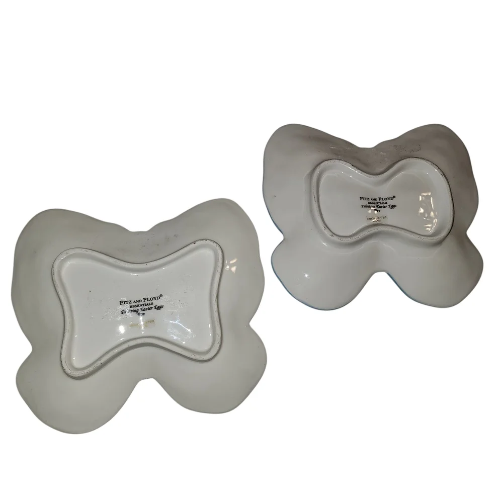 Set Of 2 Fitz and Floyd Handcrafted Ceramic Butterfly Essentials Painted Easter
